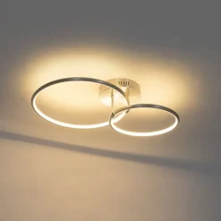 QAZQA Led-Deckenleuchten|Deckenleuchten*Design Deckenleuchte Stahl inklusive LED 3-stufig dimmbar 2-flammig - Joaniqa
