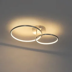 QAZQA Led-Deckenleuchten|Deckenleuchten*Design Deckenleuchte Stahl inklusive LED 3-stufig dimmbar 2-flammig - Joaniqa