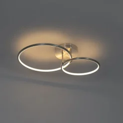 QAZQA Led-Deckenleuchten|Deckenleuchten*Design Deckenleuchte Stahl inklusive LED 3-stufig dimmbar 2-flammig - Joaniqa