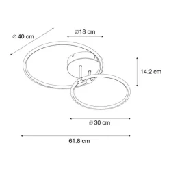 QAZQA Led-Deckenleuchten|Deckenleuchten*Design Deckenleuchte Stahl inklusive LED 3-stufig dimmbar 2-flammig - Joaniqa