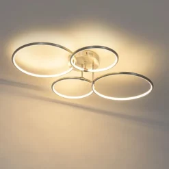 QAZQA Schlafzimmerlampen|Küchenlampen*Design Deckenleuchte Stahl inkl. LED 3-stufig dimmbar 4-flammig - Joaniqa