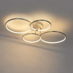 QAZQA Schlafzimmerlampen|Küchenlampen*Design Deckenleuchte Stahl inkl. LED 3-stufig dimmbar 4-flammig - Joaniqa