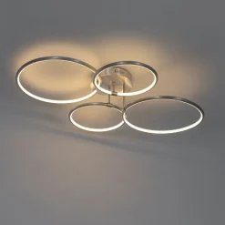 QAZQA Schlafzimmerlampen|Küchenlampen*Design Deckenleuchte Stahl inkl. LED 3-stufig dimmbar 4-flammig - Joaniqa