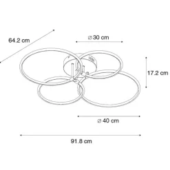 QAZQA Schlafzimmerlampen|Küchenlampen*Design Deckenleuchte Stahl inkl. LED 3-stufig dimmbar 4-flammig - Joaniqa