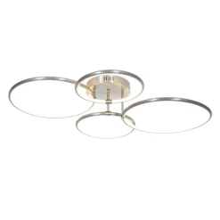 QAZQA Schlafzimmerlampen|Küchenlampen*Design Deckenleuchte Stahl inkl. LED 3-stufig dimmbar 4-flammig - Joaniqa