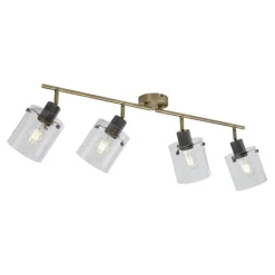 QAZQA Deckenstrahler|Aufbaustrahler*Design Deckenstrahler Bronze mit Klarglas 4-Licht - Domo