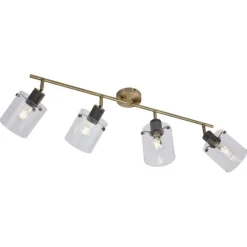 QAZQA Deckenstrahler|Aufbaustrahler*Design Deckenstrahler Bronze mit Klarglas 4-Licht - Domo