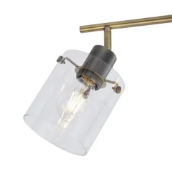 QAZQA Deckenstrahler|Aufbaustrahler*Design Deckenstrahler Bronze mit klarem Glas 3-Licht - Domo