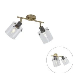 QAZQA Deckenstrahler|Aufbaustrahler*Design Deckenstrahler Bronze mit Klarglas 2-Licht - Domo