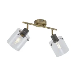 QAZQA Deckenstrahler|Aufbaustrahler*Design Deckenstrahler Bronze mit Klarglas 2-Licht - Domo