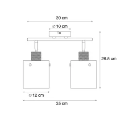 QAZQA Deckenstrahler|Aufbaustrahler*Design Deckenstrahler Bronze mit Klarglas 2-Licht - Domo