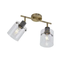 QAZQA Deckenstrahler|Aufbaustrahler*Design Deckenstrahler Bronze mit Klarglas 2-Licht - Domo