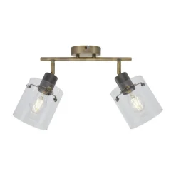 QAZQA Deckenstrahler|Aufbaustrahler*Design Deckenstrahler Bronze mit Klarglas 2-Licht - Domo