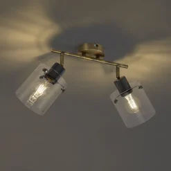 QAZQA Deckenstrahler|Aufbaustrahler*Design Deckenstrahler Bronze mit Klarglas 2-Licht - Domo