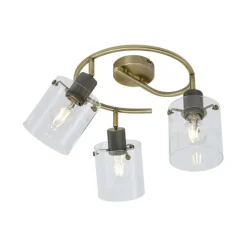 QAZQA Deckenstrahler|Aufbaustrahler*Design Deckenstrahler Bronze mit klarem Glas rund 3-Licht - Domo