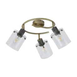 QAZQA Deckenstrahler|Aufbaustrahler*Design Deckenstrahler Bronze mit klarem Glas rund 3-Licht - Domo