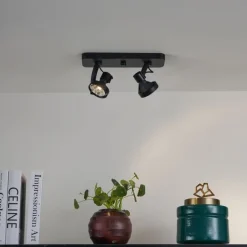 QAZQA Deckenstrahler|Aufbaustrahler*Design Deckenstrahler schwarz GU10 70mm 2-flammig verstellbar - Vo