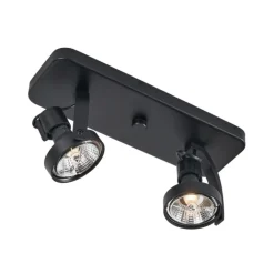 QAZQA Deckenstrahler|Aufbaustrahler*Design Deckenstrahler schwarz GU10 70mm 2-flammig verstellbar - Vo