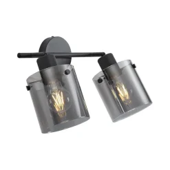 QAZQA Deckenstrahler|Aufbaustrahler*Design Deckenstrahler schwarz mit Rauchglas 2-Licht - Domo