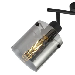 QAZQA Deckenstrahler|Aufbaustrahler*Design Deckenstrahler schwarz mit Rauchglas 2-Licht - Domo