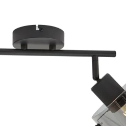 QAZQA Deckenstrahler|Aufbaustrahler*Design Deckenstrahler schwarz mit Rauchglas 2-Licht - Domo