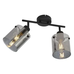 QAZQA Deckenstrahler|Aufbaustrahler*Design Deckenstrahler schwarz mit Rauchglas 2-Licht - Domo