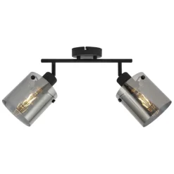 QAZQA Deckenstrahler|Aufbaustrahler*Design Deckenstrahler schwarz mit Rauchglas 2-Licht - Domo