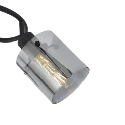 QAZQA Deckenstrahler|Aufbaustrahler*Design Deckenstrahler schwarz mit Rauchglas rund 3-flammig - Domo