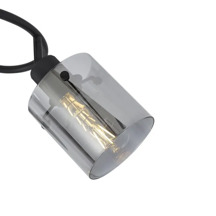 QAZQA Deckenstrahler|Aufbaustrahler*Design Deckenstrahler schwarz mit Rauchglas rund 3-flammig - Domo