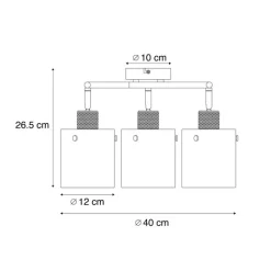 QAZQA Deckenstrahler|Aufbaustrahler*Design Deckenstrahler schwarz mit Rauchglas rund 3-flammig - Domo