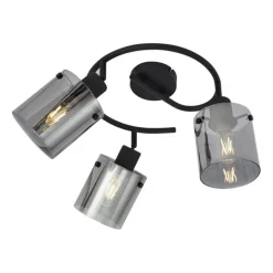 QAZQA Deckenstrahler|Aufbaustrahler*Design Deckenstrahler schwarz mit Rauchglas rund 3-flammig - Domo