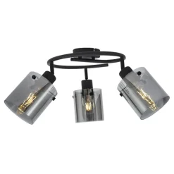 QAZQA Deckenstrahler|Aufbaustrahler*Design Deckenstrahler schwarz mit Rauchglas rund 3-flammig - Domo