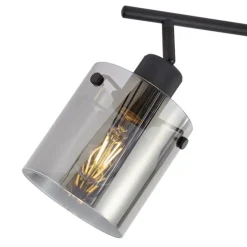 QAZQA Deckenstrahler|Aufbaustrahler*Design Deckenstrahler schwarz mit Rauchglas 4-Licht - Domo