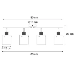 QAZQA Deckenstrahler|Aufbaustrahler*Design Deckenstrahler schwarz mit Rauchglas 4-Licht - Domo