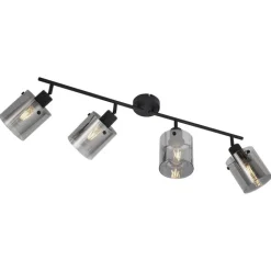 QAZQA Deckenstrahler|Aufbaustrahler*Design Deckenstrahler schwarz mit Rauchglas 4-Licht - Domo