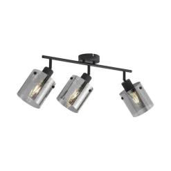 QAZQA Deckenstrahler|Aufbaustrahler*Design Deckenstrahler schwarz mit Rauchglas 3-Licht - Domo