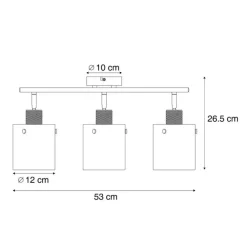 QAZQA Deckenstrahler|Aufbaustrahler*Design Deckenstrahler schwarz mit Rauchglas 3-Licht - Domo