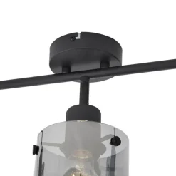QAZQA Deckenstrahler|Aufbaustrahler*Design Deckenstrahler schwarz mit Rauchglas 3-Licht - Domo
