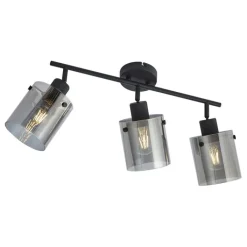 QAZQA Deckenstrahler|Aufbaustrahler*Design Deckenstrahler schwarz mit Rauchglas 3-Licht - Domo