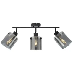 QAZQA Deckenstrahler|Aufbaustrahler*Design Deckenstrahler schwarz mit Rauchglas 3-Licht - Domo