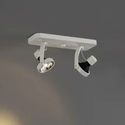QAZQA Deckenstrahler|Aufbaustrahler*Design Deckenstrahler Weiß GU10 70mm 2-flammig Verstellbar - Vo