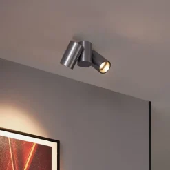 QAZQA Deckenstrahler|Aufbaustrahler*Design Einbaustrahler Gunmetal GU10 50mm 2-flammig schwenkbar - Michael