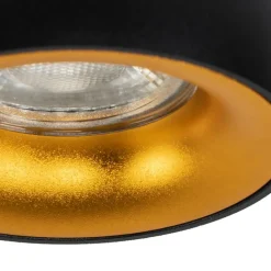 QAZQA Einbaustrahler|Wohnzimmerlampen*Design eingebautes Sportschwarz mit goldenem Interieur - Mooning