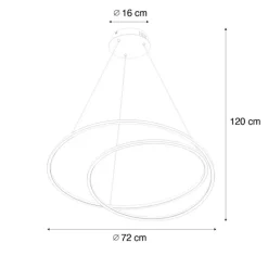 QAZQA Led-Pendelleuchten|Pendelleuchten*Design Hängelampe Bronze 72 cm inkl. LED 3-stufig dimmbar - Rowan