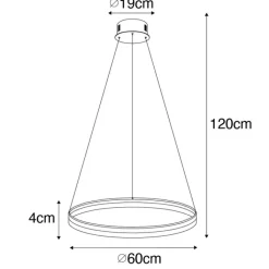 QAZQA Schlafzimmerlampen|Küchenlampen*Design Hängelampe gold 60 cm inkl. LED 3 Stufen dimmbar - Anello