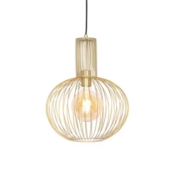 QAZQA Pendelleuchten|Wohnzimmerlampen*Design Hängelampe gold - Wire Bake