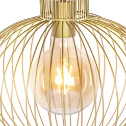 QAZQA Pendelleuchten|Wohnzimmerlampen*Design Hängelampe gold - Wire Bake