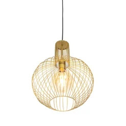 QAZQA Pendelleuchten|Wohnzimmerlampen*Design Hängelampe gold - Wire Bake