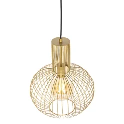 QAZQA Pendelleuchten|Wohnzimmerlampen*Design Hängelampe gold - Wire Bake