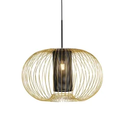 QAZQA Pendelleuchten|Wohnzimmerlampen*Design Hängelampe Gold mit schwarz 60 cm - Marnie